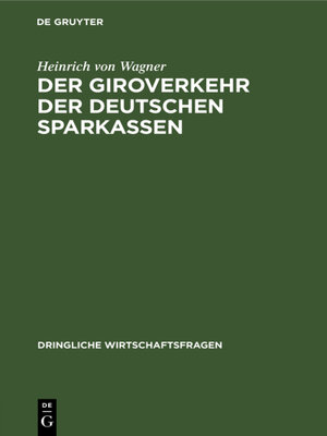 cover image of Der Giroverkehr der deutschen Sparkassen